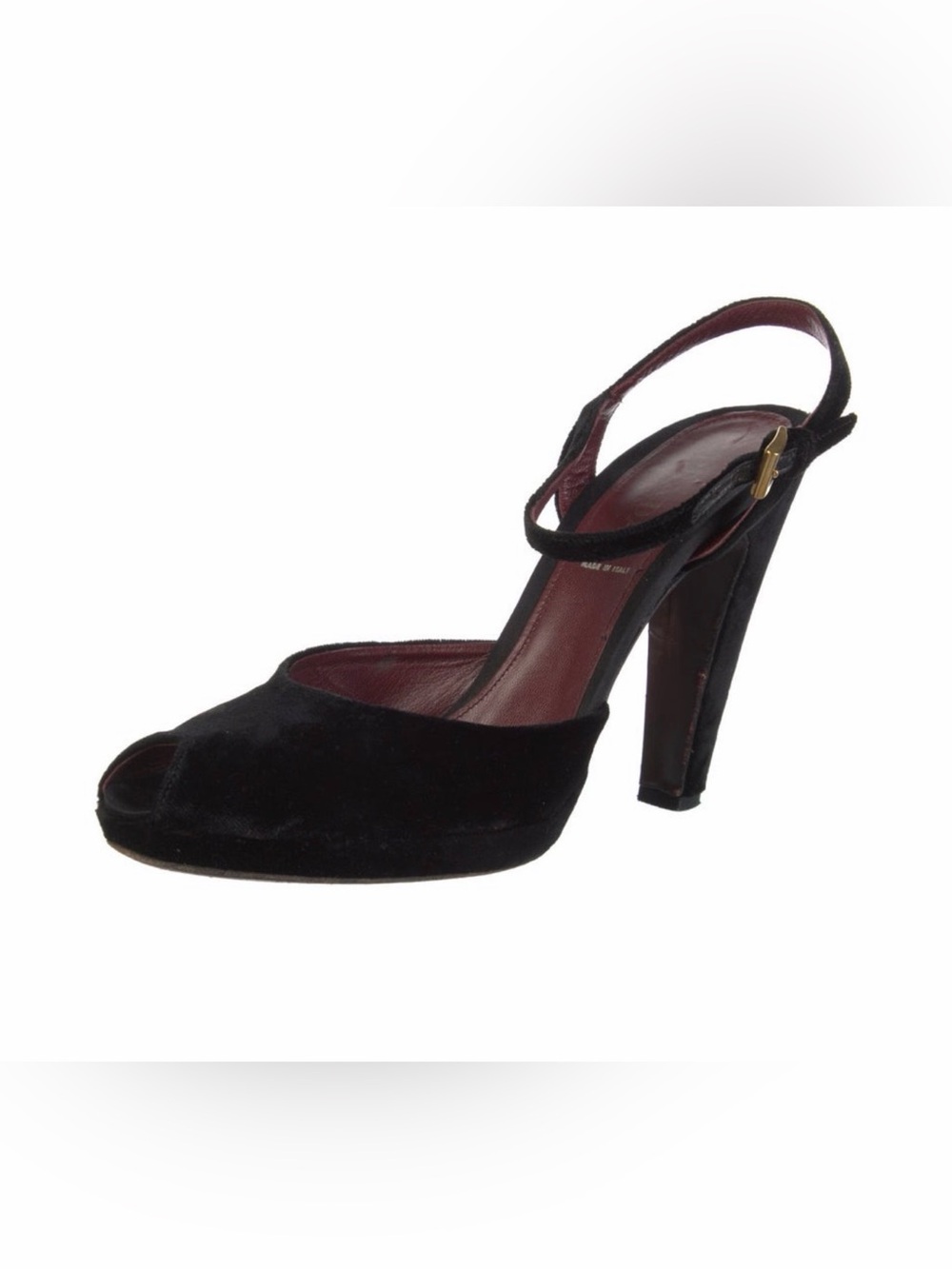 Prada Retro Velvet Slingback Pumps Mary Jane Peep Toes Heels Pin-Up